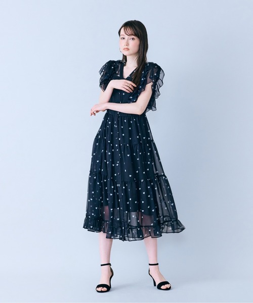 ワンピース 「モデル美香×Audie a Muses」ハートプリントティアードワンピースの画像