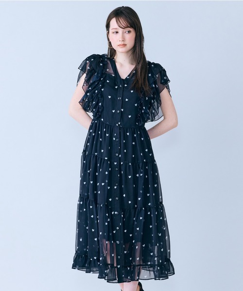 ワンピース 「モデル美香×Audie a Muses」ハートプリントティアードワンピースの画像