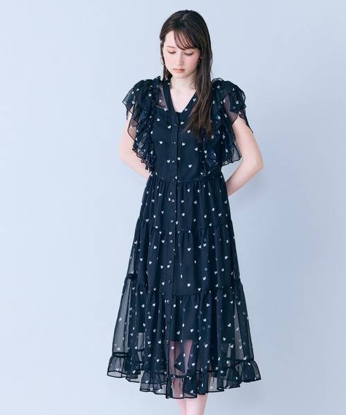 ワンピース 「モデル美香×Audie a Muses」ハートプリントティアードワンピースの画像