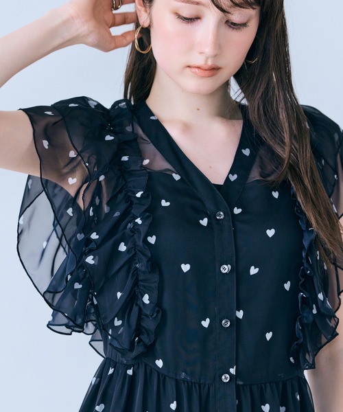 ワンピース 「モデル美香×Audie a Muses」ハートプリントティアードワンピースの画像