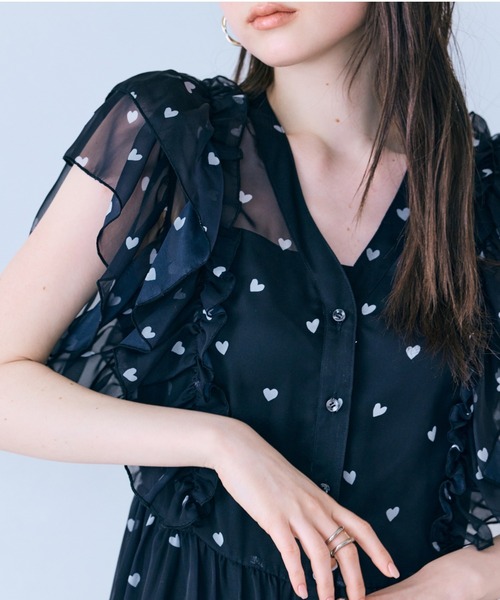 ワンピース 「モデル美香×Audie a Muses」ハートプリントティアードワンピースの画像