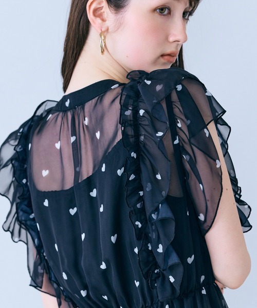 ワンピース 「モデル美香×Audie a Muses」ハートプリントティアードワンピースの画像