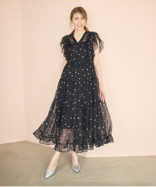 ワンピース 「モデル美香×Audie a Muses」ハートプリントティアードワンピースの画像