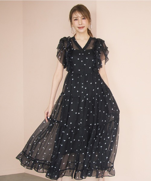 ワンピース 「モデル美香×Audie a Muses」ハートプリントティアードワンピースの画像
