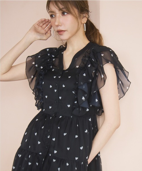 ワンピース 「モデル美香×Audie a Muses」ハートプリントティアードワンピースの画像