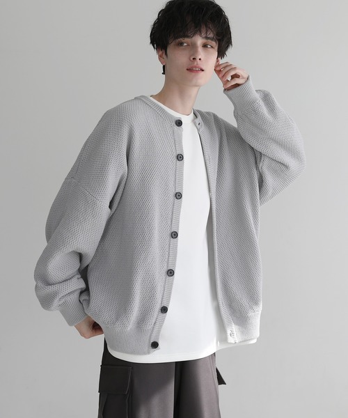 「LILL」 ニットカーディガン X-LARGE ライトグレー メンズ_画像4