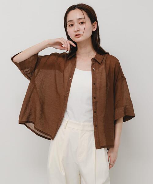deres デレス 半袖シャツ ハーフブリーフブラウス ブラウン F deres デレス 半袖シャツ ハーフブリーフブラウス ブラウン F deres