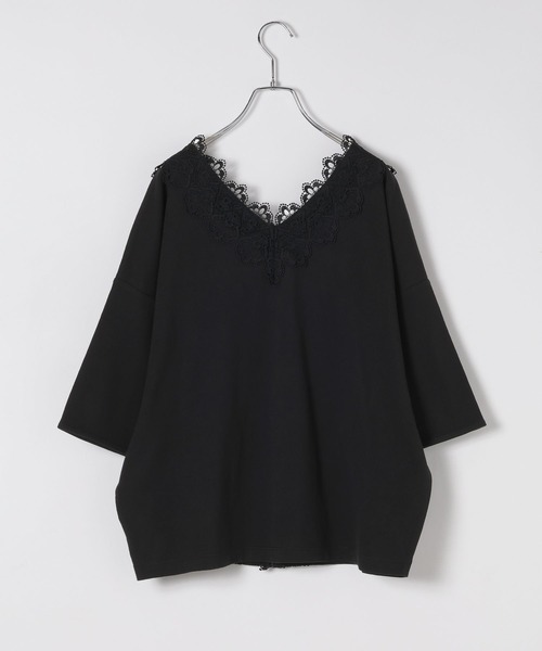 tシャツ ダブルフロントレースVネックプルオーバー レディース studio CLIP（スタディオクリップ） tシャツ ダブルフロントレースV