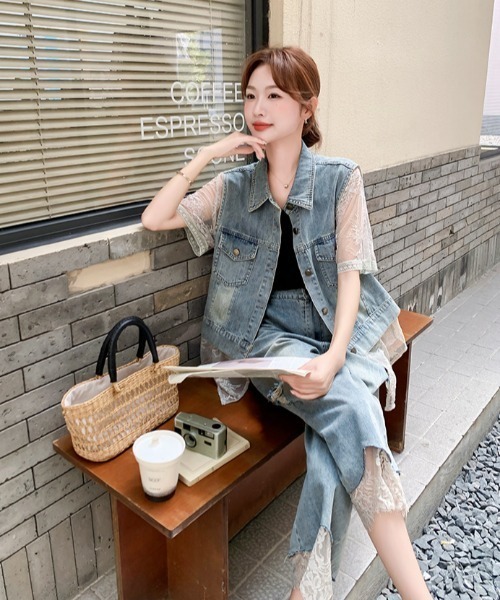 FAVORITO セットアップ デニムシャツパンツセットアップ レディース