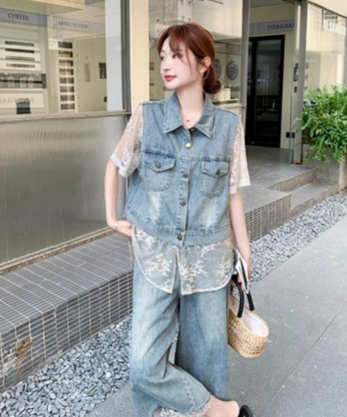 FAVORITO セットアップ デニムシャツパンツセットアップ レディース