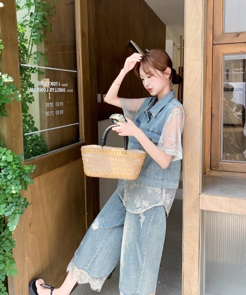 値下げ！BARNYARD デニムシャツとパンツセットアップ FAVORITO セットアップ デニムシャツパンツセットアップ レディース