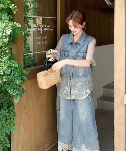 FAVORITO セットアップ デニムシャツパンツセットアップ レディース
