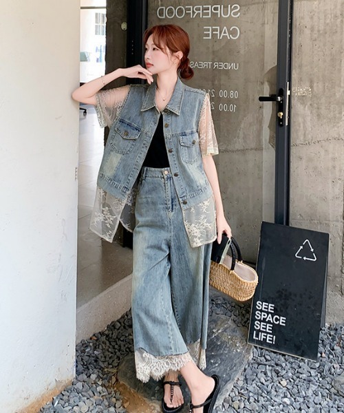 FAVORITO セットアップ デニムシャツパンツセットアップ レディース