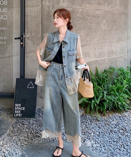 FAVORITO セットアップ デニムシャツパンツセットアップ レディース