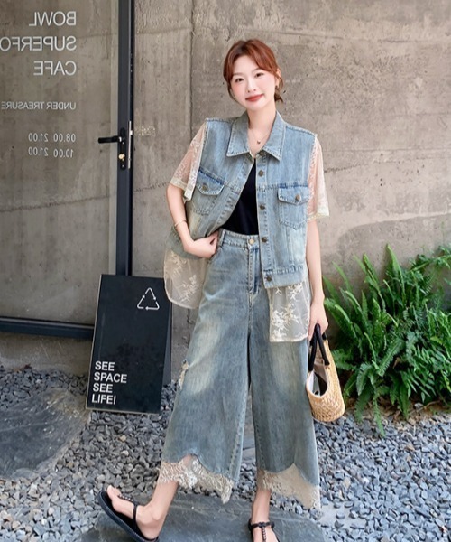 FAVORITO セットアップ デニムシャツパンツセットアップ レディース