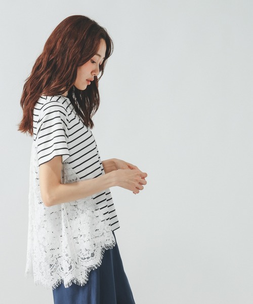 新品タグ付き　COCO DEAL レース切り替え 半袖Tシャツ GLOBAL WORK（グローバルワーク） tシャツ 半袖 バック切り替えレースT