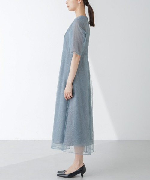 「kaene」 半袖ワンピース 38 サックスブルー レディース_画像7