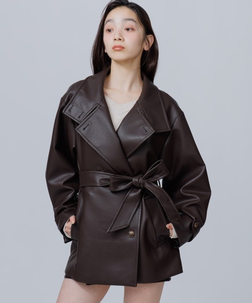 ノーカラーコート コート 2way stand collar middle coat（ツーウェイ