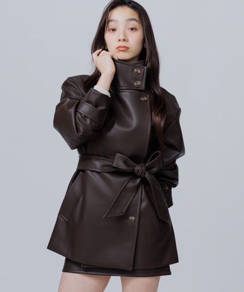 ノーカラーコート コート 2way stand collar middle coat（ツーウェイ