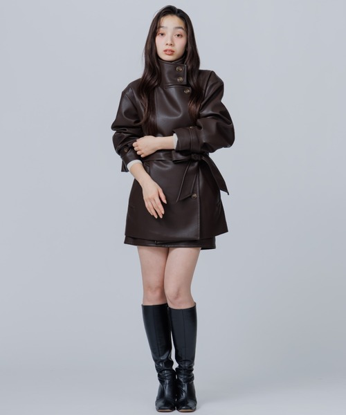 ノーカラーコート コート 2way stand collar middle coat（ツーウェイ
