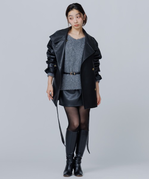 ノーカラーコート コート 2way stand collar middle coat（ツーウェイ