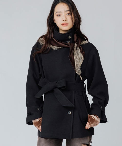 ノーカラーコート コート 2way stand collar middle coat（ツーウェイ