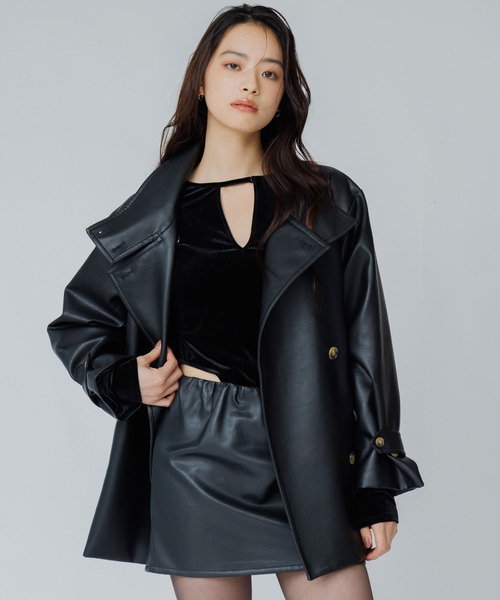 ノーカラーコート コート 2way stand collar middle coat（ツーウェイ