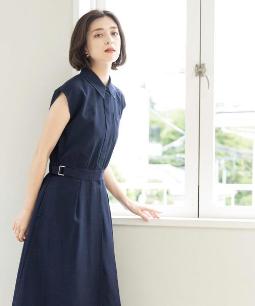 「OPAQUE.CLIP」 シャツワンピース 38 ネイビー レディース_画像6