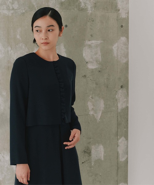 kaene（カエン） スーツ シフォンフリルジャケット「ブラック