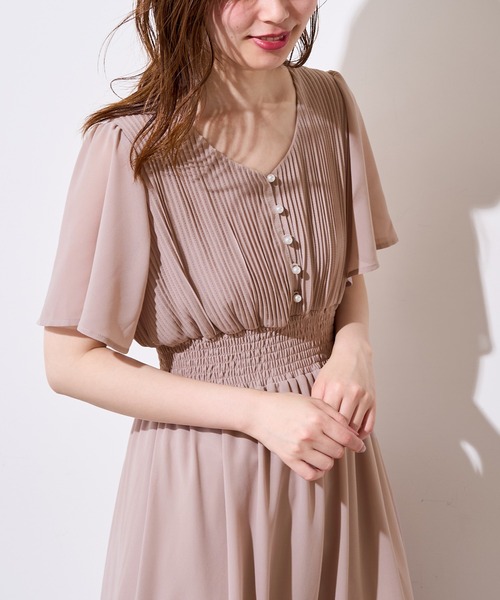 natural couture ワンピース フレアスリーブお上品ワンピース