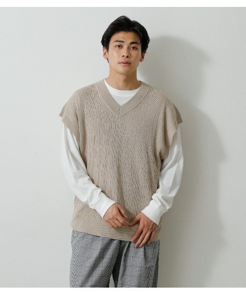ATTISESSION＞ジップ ニットベスト