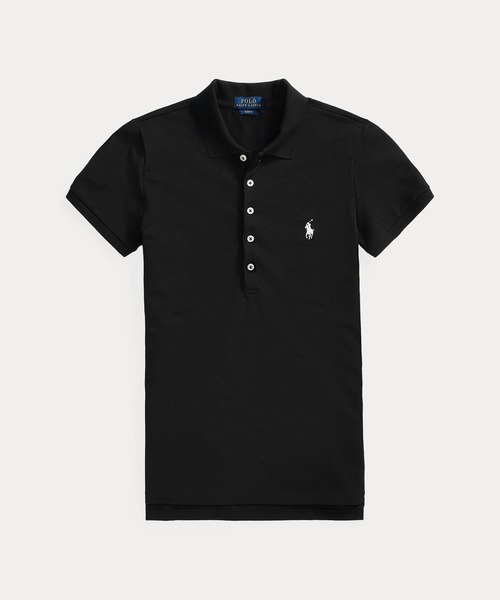 ꧁新 品꧂ POLO RALPH LAUREN ポロスリムフィットストレッチ黒M カスタム スリム フィット ストレッチ メッシュ ポロシャツ