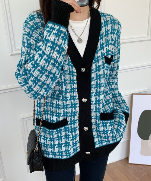 ABITOKYO（アビトーキョー） カーディガン 2022AW バイカラー千鳥