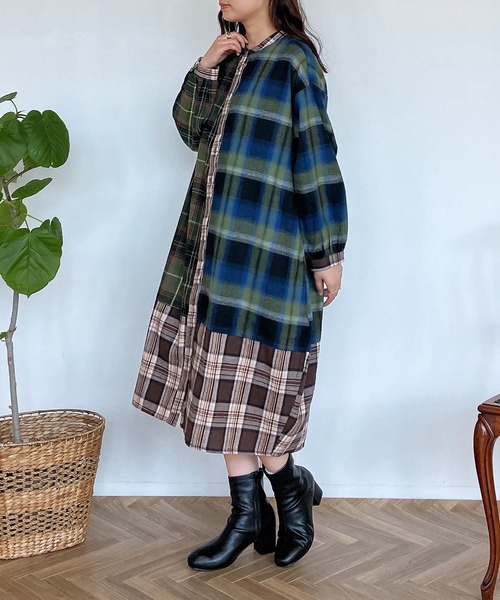 AS KNOW AS（アズノゥアズ） ワンピース配色コクーンワンピース