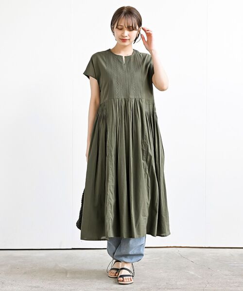 r・p・s ワンピース ピンタックフレンチスリーブワンピース