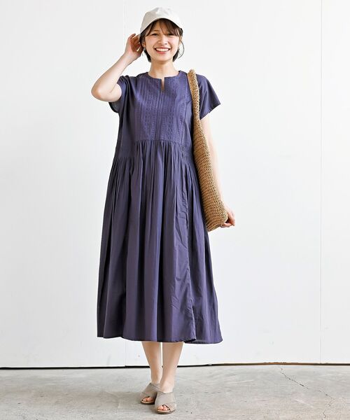 r・p・s ワンピース ピンタックフレンチスリーブワンピース