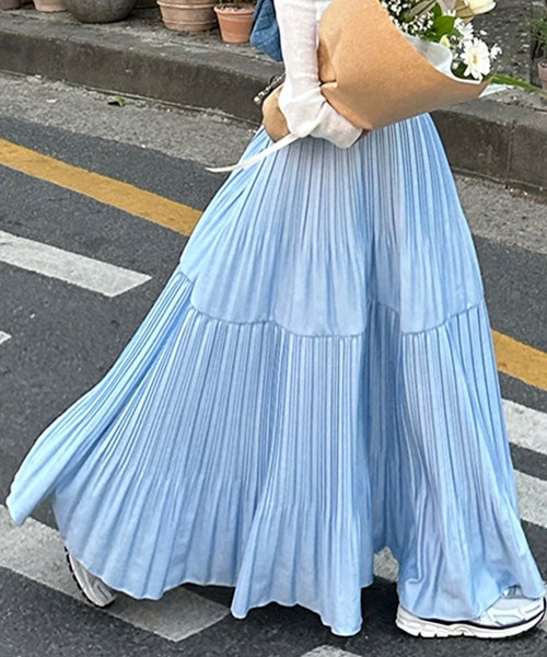 DAY CLOSET スカート レディース ロング丈ティアードプリーツスカート