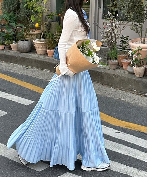 DAY CLOSET スカート レディース ロング丈ティアードプリーツスカート