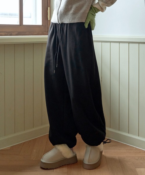 suavele sv-0074 黒 スウェットパンツ スラックス 美脚 脚長 M
