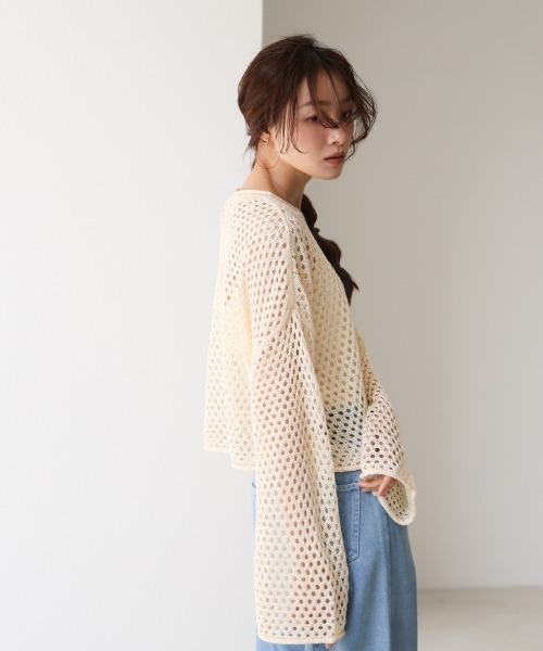 BAB ニット セーター 「セットアップ対応」スパンコールメッシュ