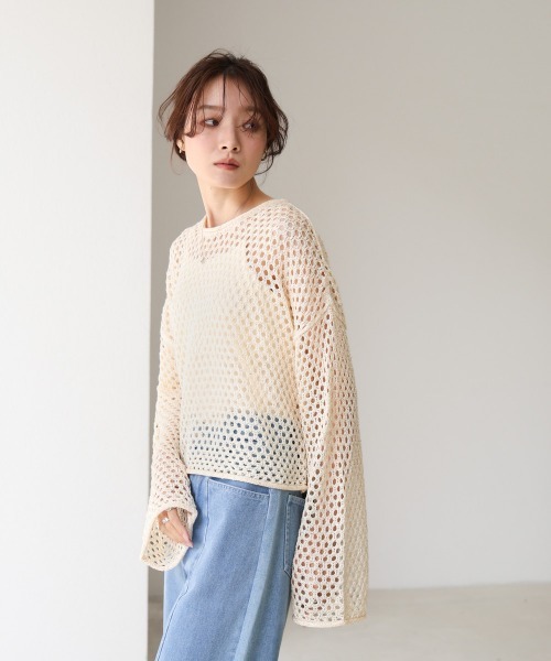 BAB ニット セーター 「セットアップ対応」スパンコールメッシュ