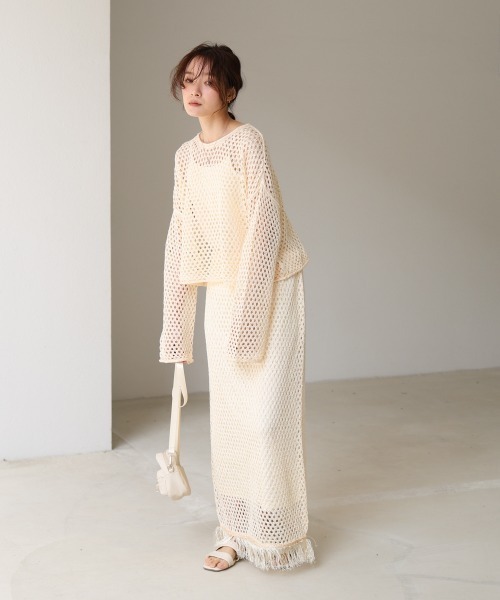 BAB ニット セーター 「セットアップ対応」スパンコールメッシュ