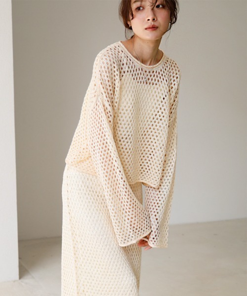 BAB ニット セーター 「セットアップ対応」スパンコールメッシュ
