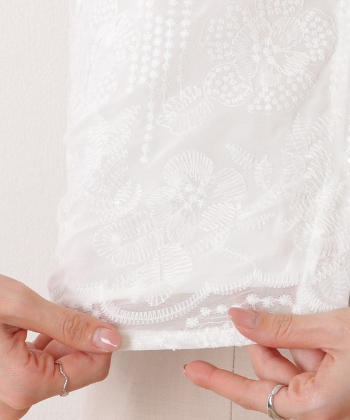 Lace Ladies ブラウス シャツ ビッグカラー レース フリル 刺繍