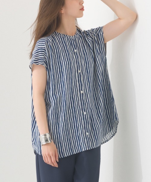 ブラウス シャツ 「WOMEN」フレンチスリーブ バンドカラーシャツ レディース classicalelf ブラウス シャツ 「予約受付中」着まわし万能な