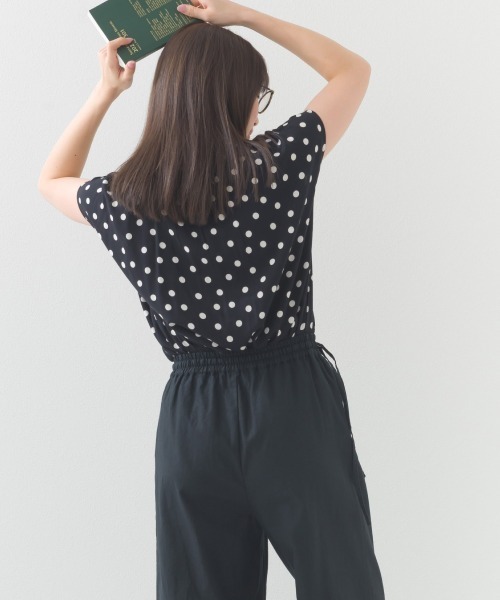 ブラウス シャツ 「WOMEN」フレンチスリーブ バンドカラーシャツ レディース OMNES（ファッション） ブラウス シャツ レーヨンフレンチ