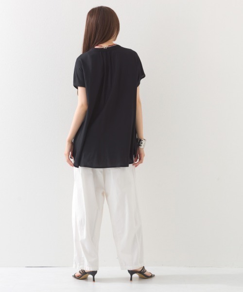 美品♪イエナ コットンテンセル ルーズシャツ フレンチスリーブ バンドカラー イエナ コットンテンセル ルーズシャツ フレンチスリーブ バンドカラー