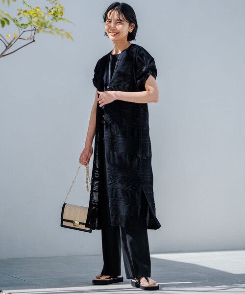 新品タグ付　23区S レーシーパターンロングジレニット レーシーパターン ロングジレ ニット / 23区 S | ファッション