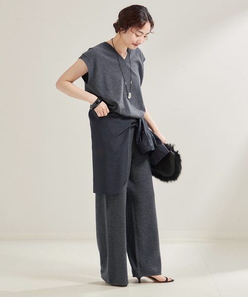 plageリブニットパンツ plage パンツ Wide Straight ニット レディース : ZOZOTOWN