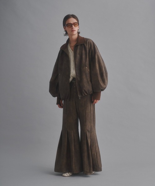 4 tuck pleats buggy flare pants seyto